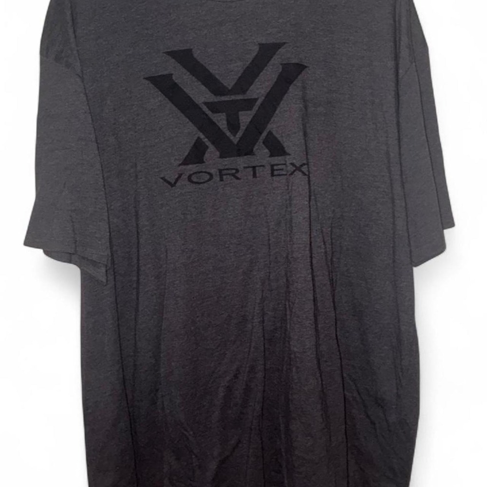 Vortex gray cotton & polyester t-shirt with black logo, size 3XL